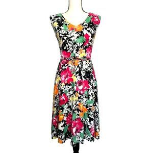 Ralph Lauren Floral Fit & Flare Dress Women's Small Knee Length Flowy Stretch